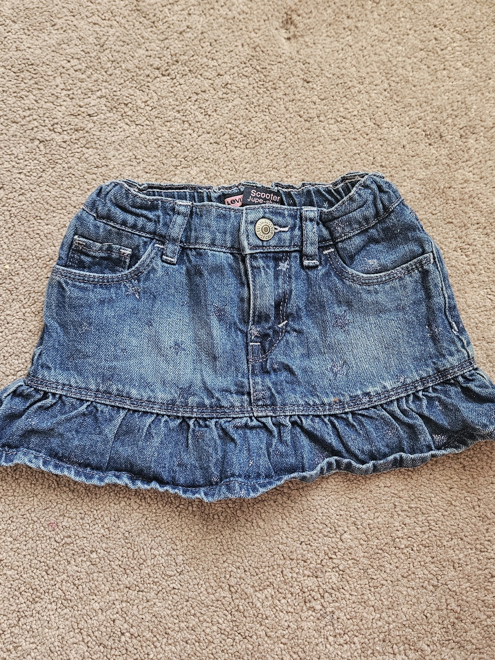 Denim Ruffled Mini Skirt - Blue